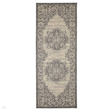 Flatweave Gel Medallion Steel Grey Runner-Melrose-Rug Love - The Most Loved Rug Store